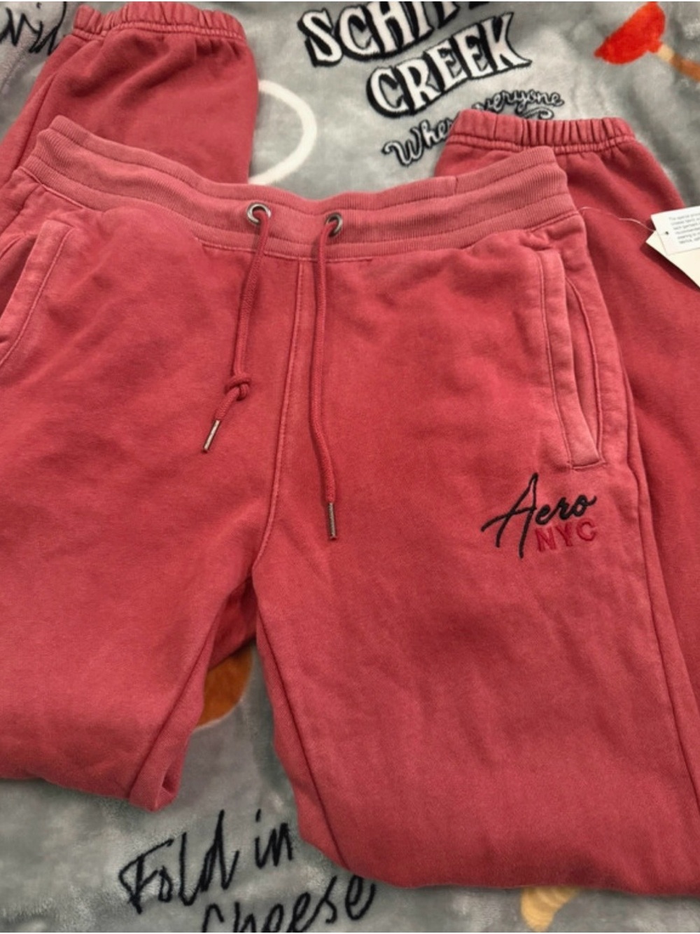 Aeropostale Coral Pink Fleece Joggers with Embroidered Logo